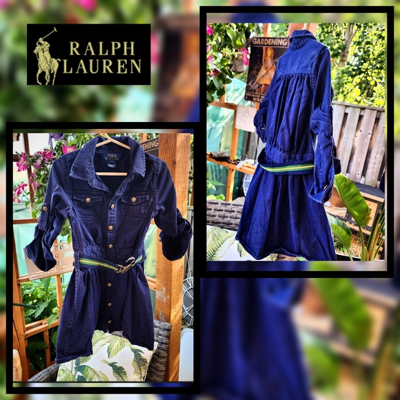 🐎 Ralph Lauren Navy Denim Chino Shirt Dress with Belt 🐎 - Picture 3 of 7